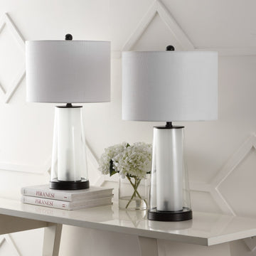 Tryon Modern Minimalist Glass/Iron Nightlight LED Table Lamp - JONATHAN Y